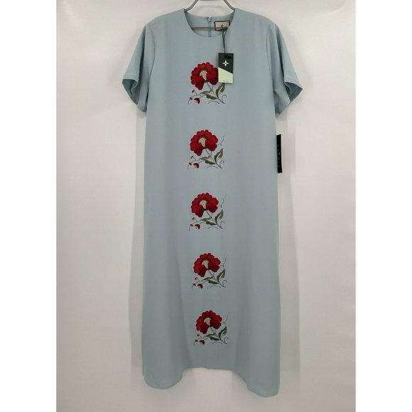 Tuckernuck Dresses & Skirts - Tuckernuck Sky Blue Embroidered James Dress sz XL Shift Maxi Short Sleeve NWT